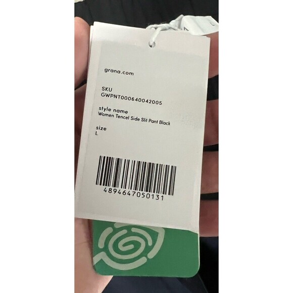 Grana Size Large Black Tencel Side Slit Pants - Picture 11 of 16